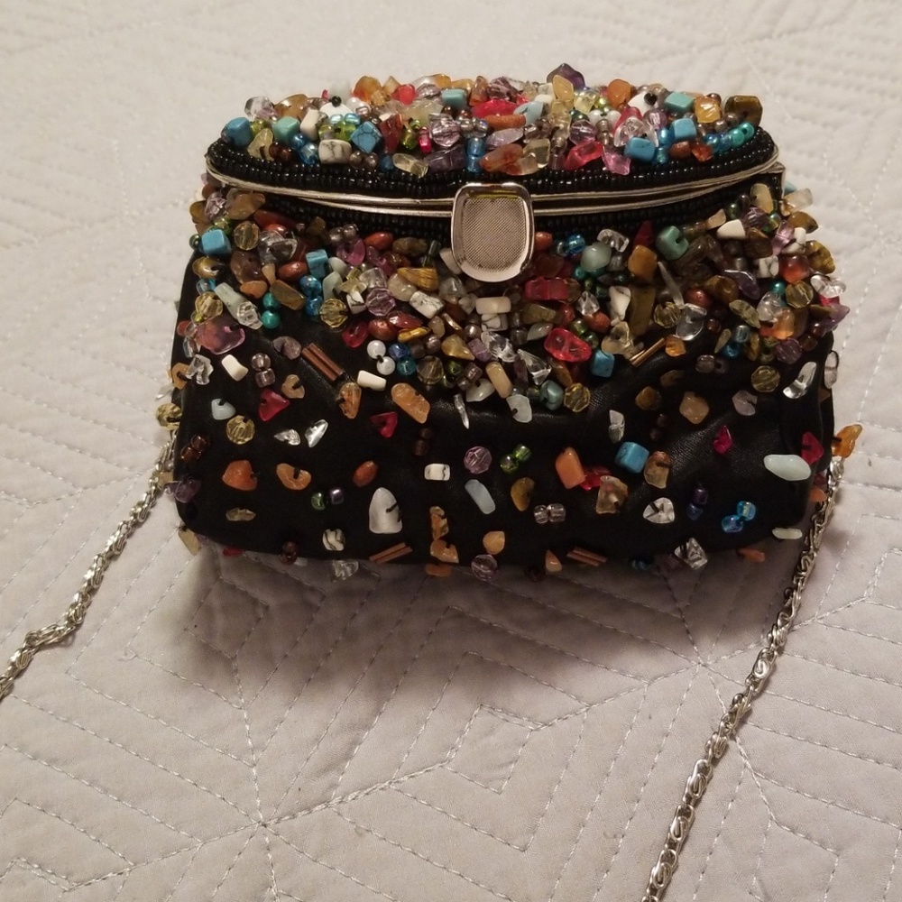 Mariell black beaded handbag